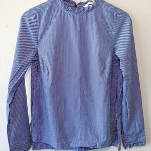 H&M 2  Ruffle Striped Blouse Blue